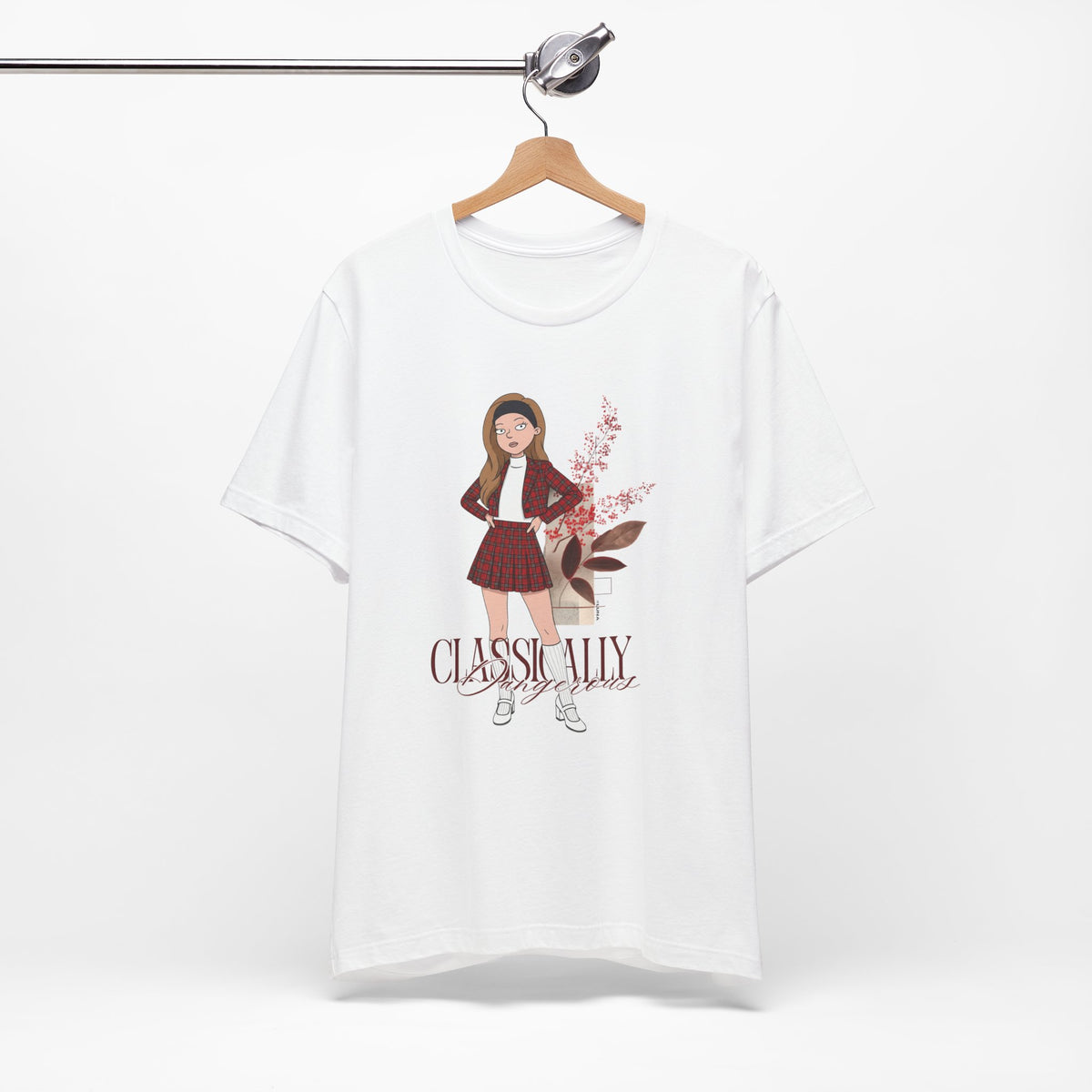 Classically Dangerous – Red Plaid Fashion Graphic Tee