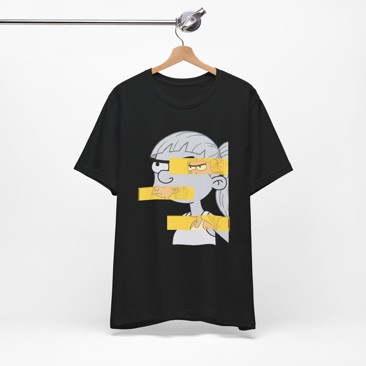 Yellow Glitch Cartoon Girl Tee