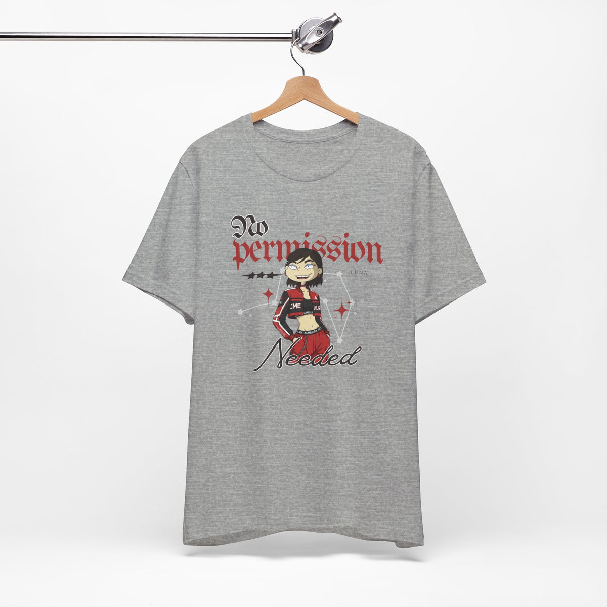 No Permission Needed Streetwear Graphic Tee – Bold Red Fashion Aesthetic Shirt