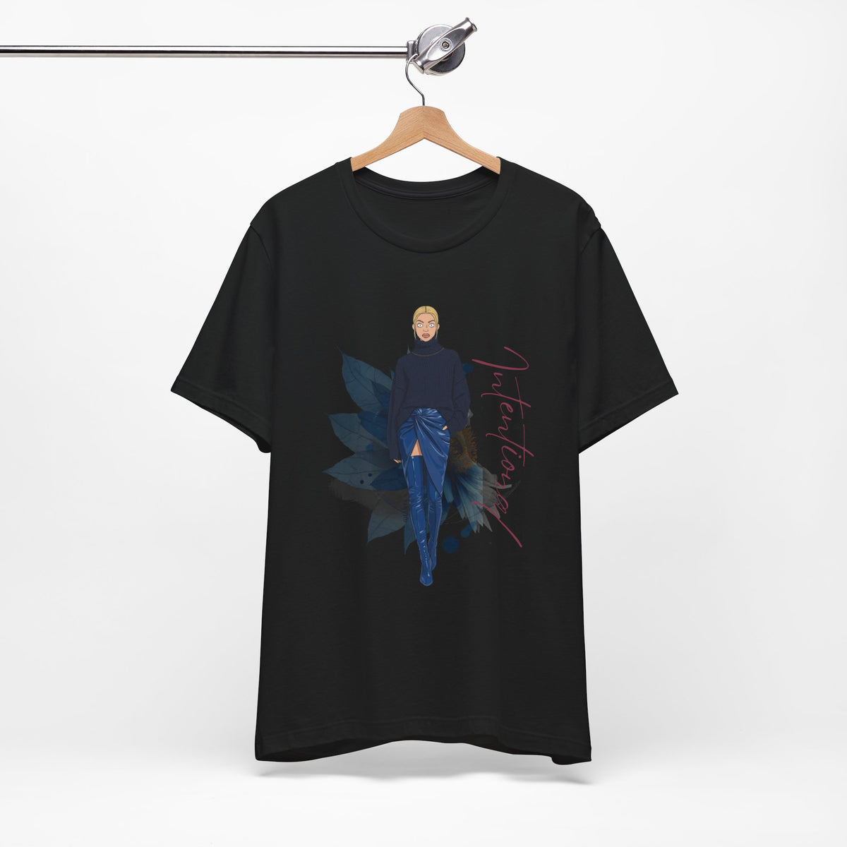 Intentional Graphic Tee | Chic Vinyl Skirt Fashion Illustration Shirt