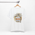 Retro Botanical Girl Graphic Tee — Orange Glasses Art T-Shirt