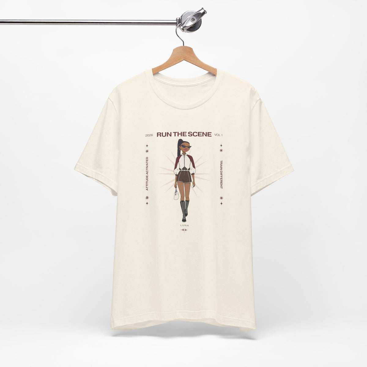 Run the Scene Tee — Editorial Femme Confidence Graphic Tee