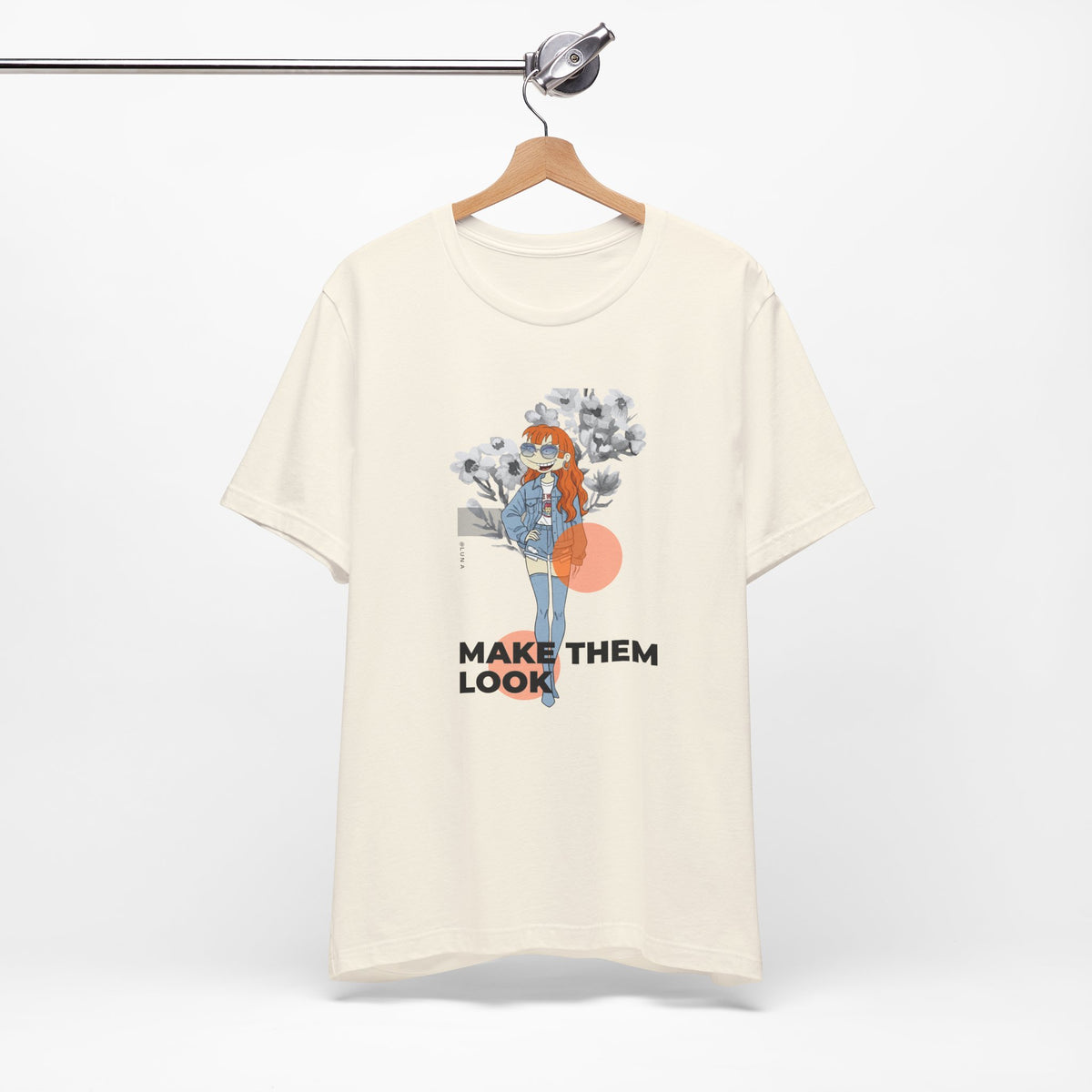 MAKE THEM LOOK Tee — 90s Retro Denim Girl Streetwear T‑Shirt