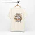 Retro Botanical Girl Graphic Tee — Orange Glasses Art T-Shirt