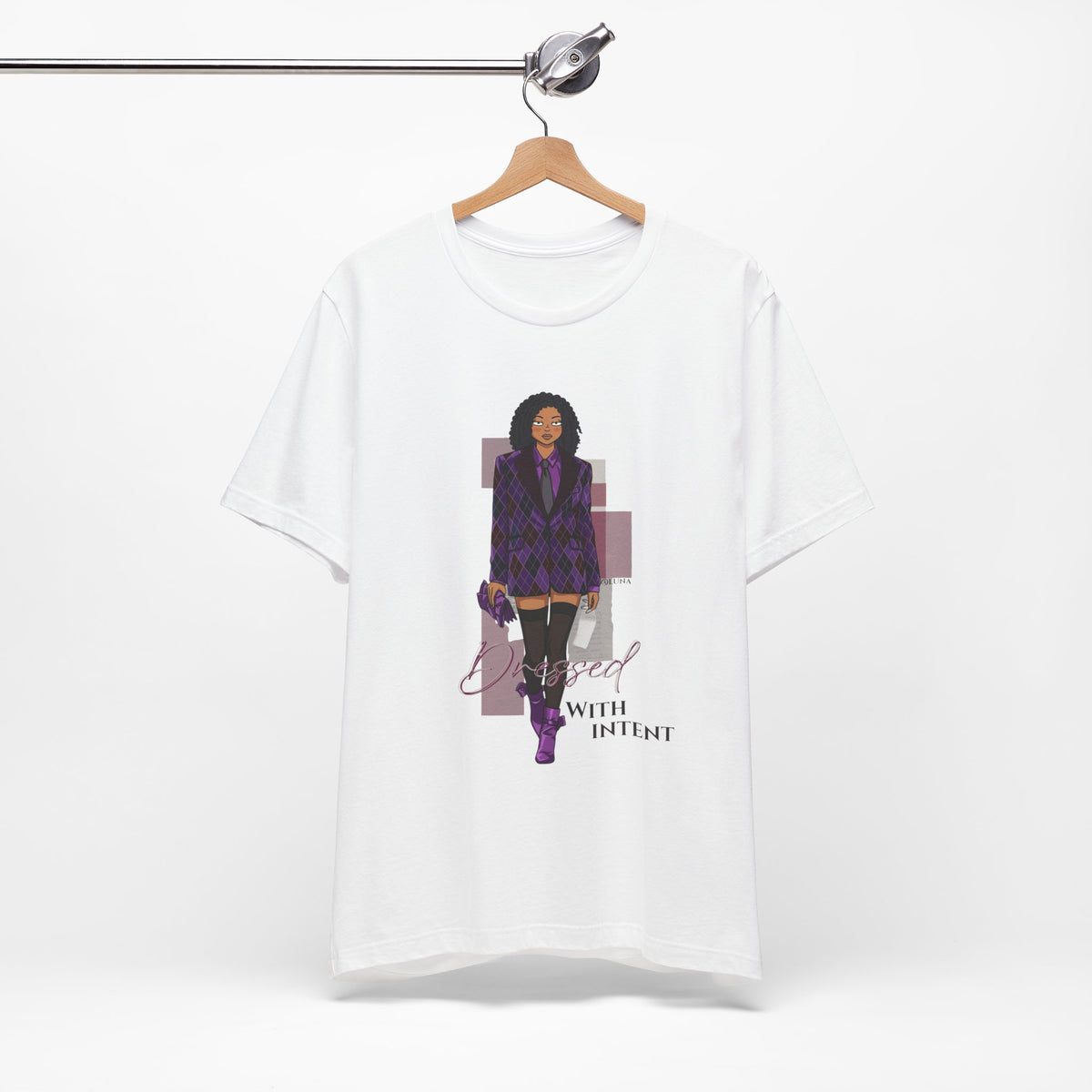 Dressed With Intent Graphic Tee | Argyle Blazer Fashion Illustration Shirt