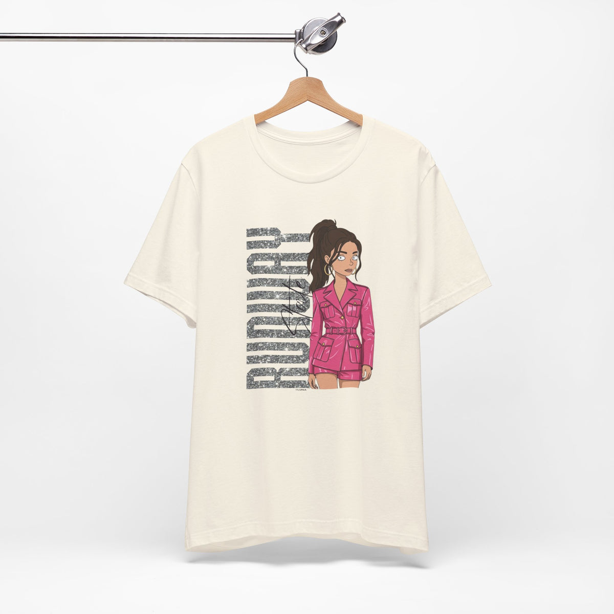Runway State Graphic Tee | Pink Fashion Illustration Shirt