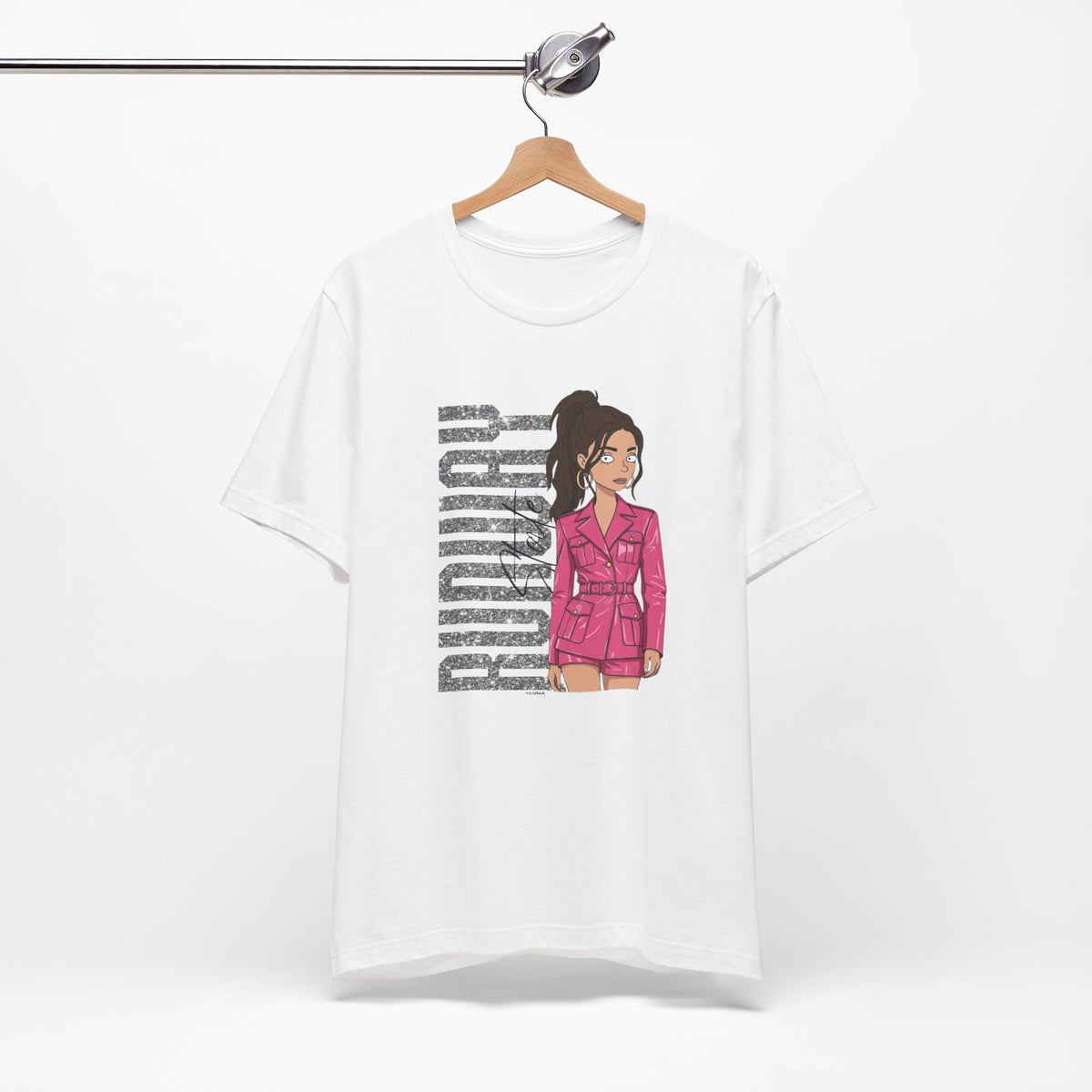 Runway State Graphic Tee | Pink Fashion Illustration Shirt