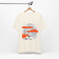 Abstract Fashion Girl Tee — Orange Paint Stroke Graphic T-Shirt