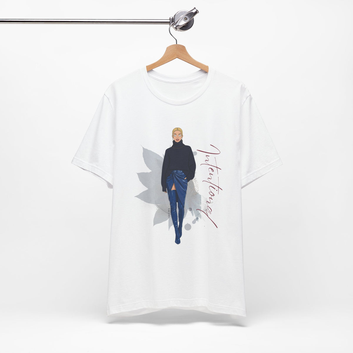 Intentional Graphic Tee | Chic Vinyl Skirt Fashion Illustration Shirt