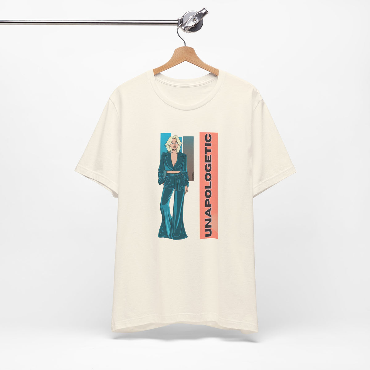 Unapologetic Graphic Tee | Teal Satin Suit Fashion Illustration Shirt