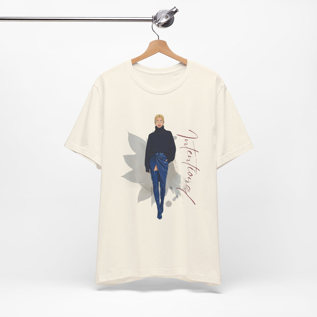 Intentional Graphic Tee | Chic Vinyl Skirt Fashion Illustration Shirt