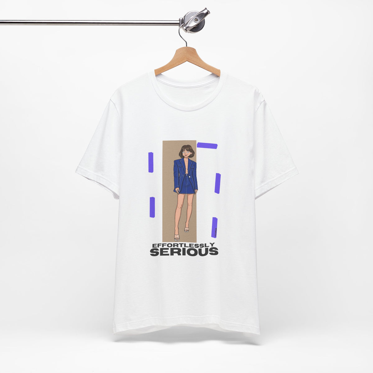 Effortlessly Serious – Blue Fashion Girl Graphic Tee