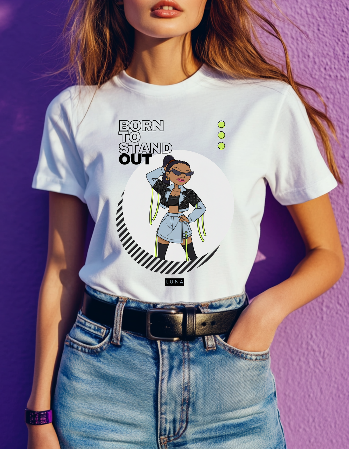 Born to Stand Out Graphic Tee – Bold Girl Illustration