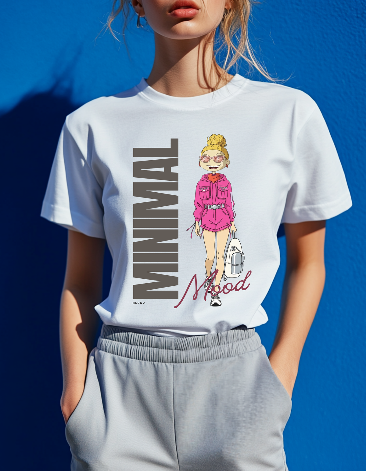MINIMAL Mood Tee — Pink Streetwear Editorial T-Shirt