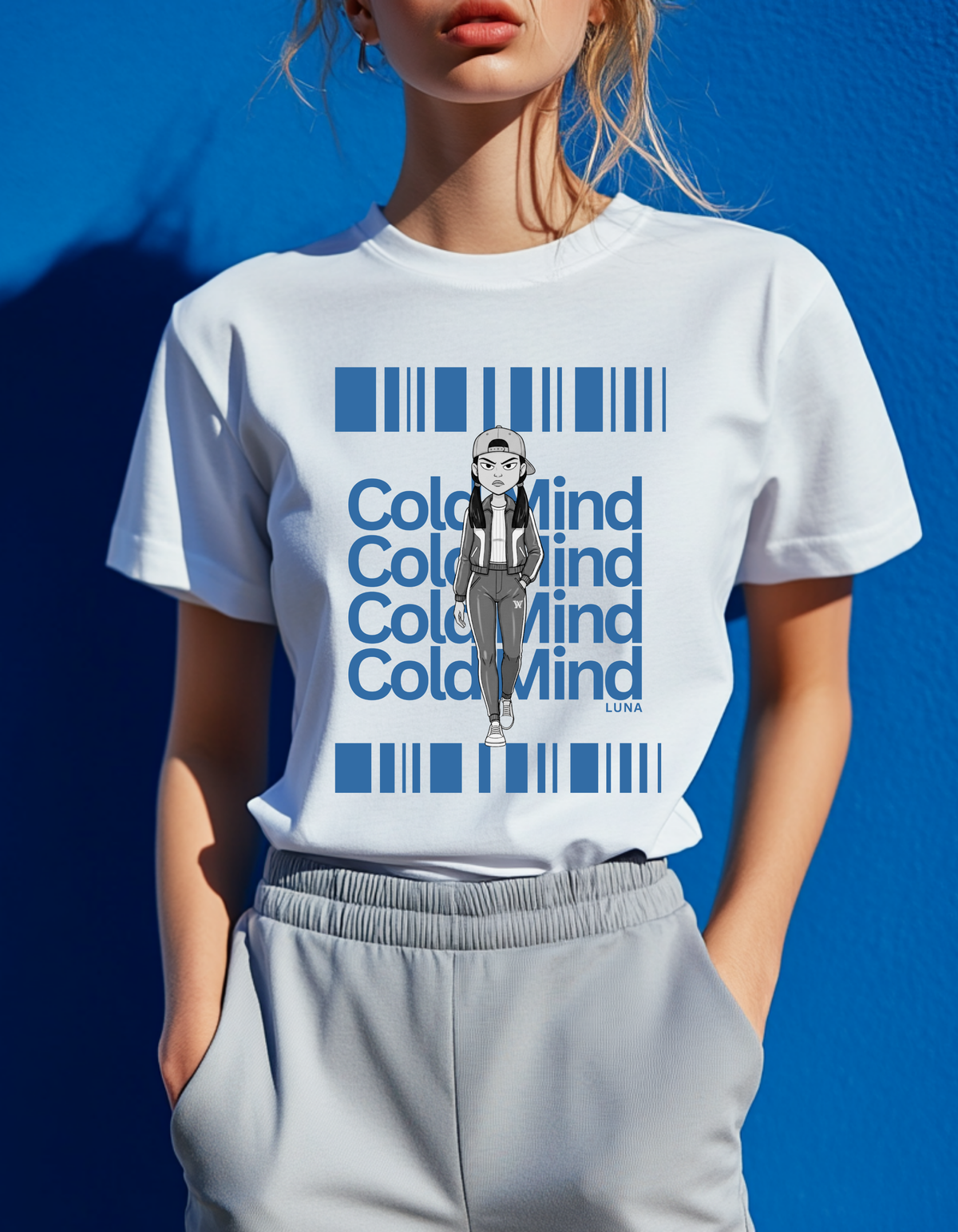 Cold Mind Graphic Tee | Anime Character Barcode Design