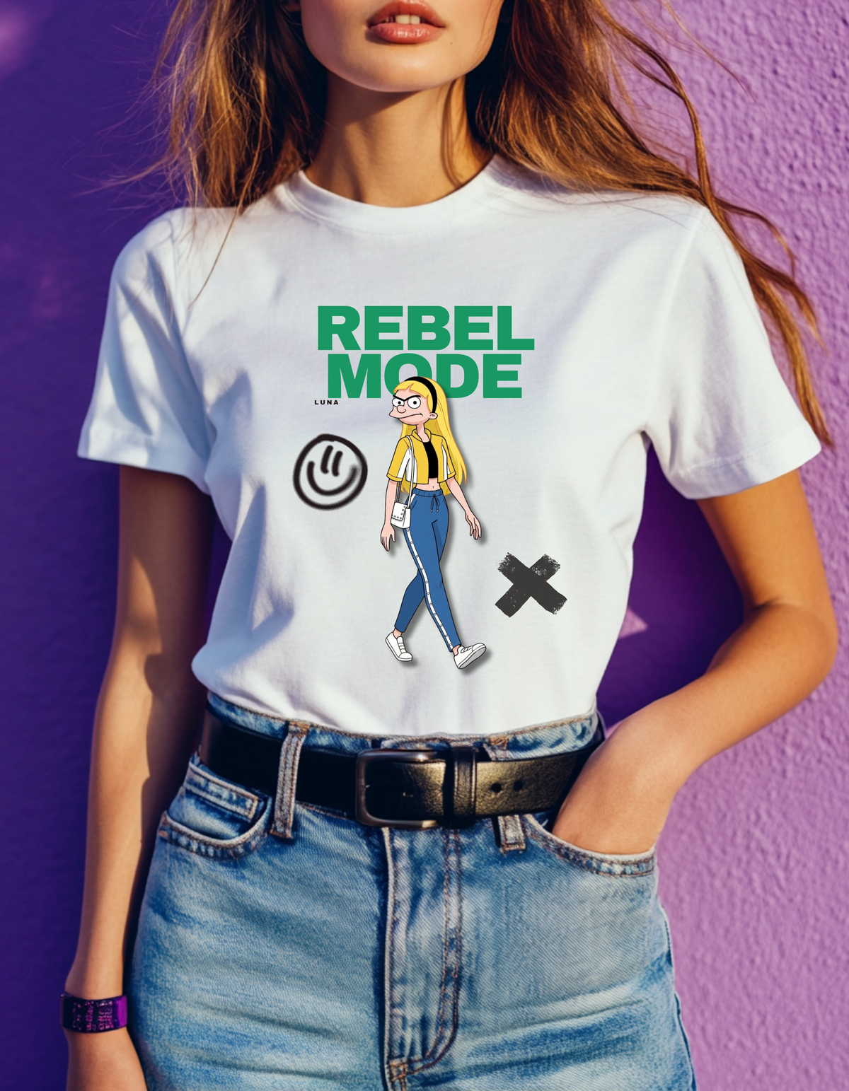Rebel Mode Streetwear Graphic Tee – Cool Girl Urban Fashion Aesthetic Shirt