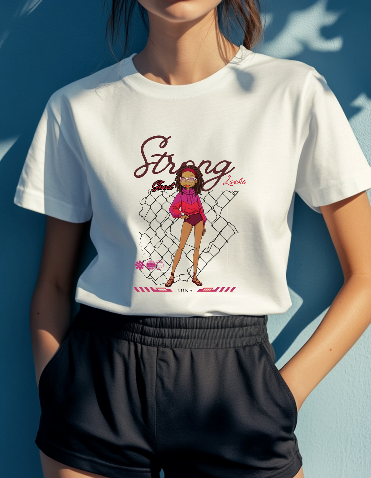 Strong Looks Good Gym Streetwear Tee – Fitness Girl Graphic Shirt