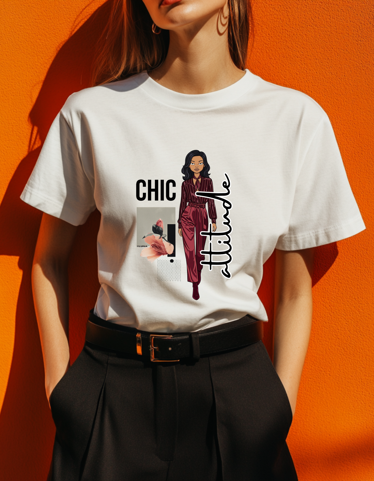 Chic Attitude Graphic Tee – Burgundy Fashion Girl Graphic Tee