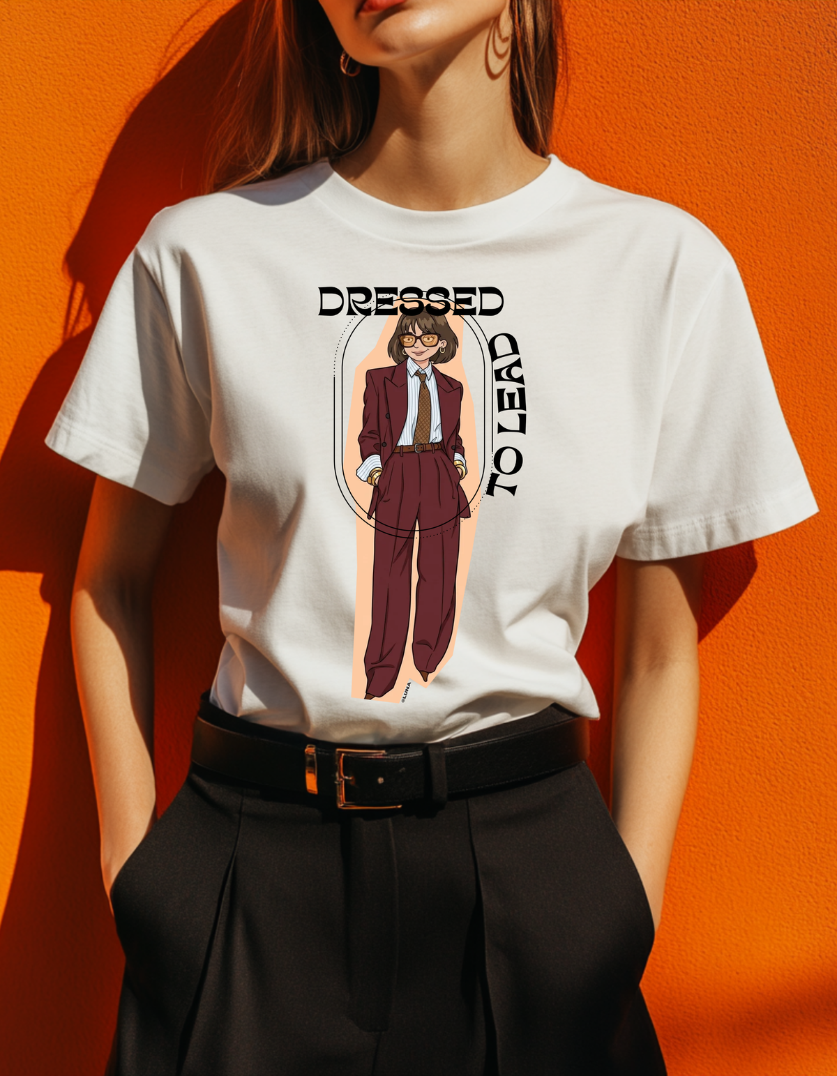 Dressed To Lead – Burgundy Suit Graphic Tee