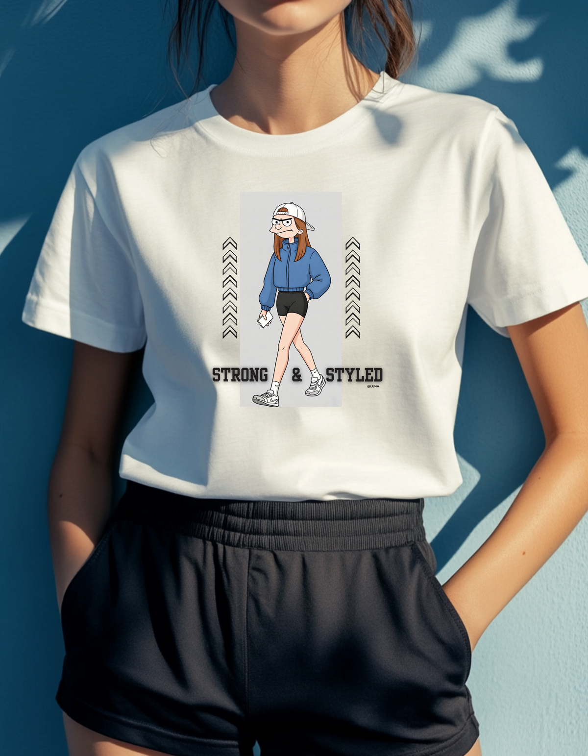Athletic Tee — "Strong & Styled" Cartoon Walker Gym Shirt