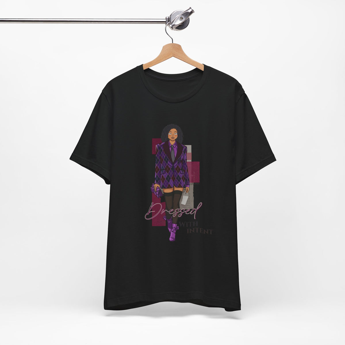 Dressed With Intent Graphic Tee | Argyle Blazer Fashion Illustration Shirt