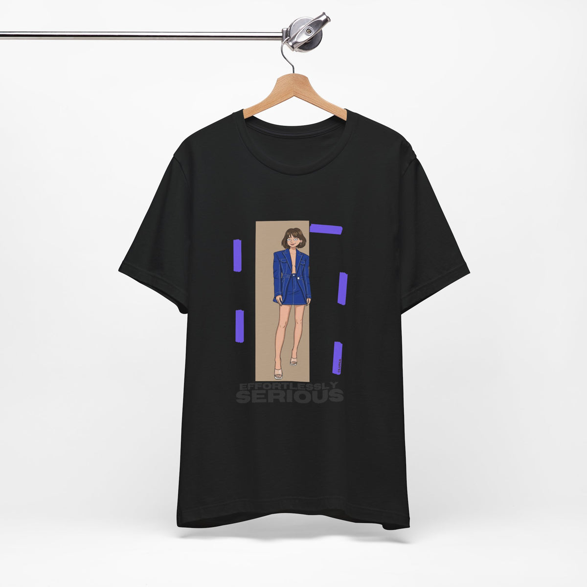 Effortlessly Serious – Blue Fashion Girl Graphic Tee