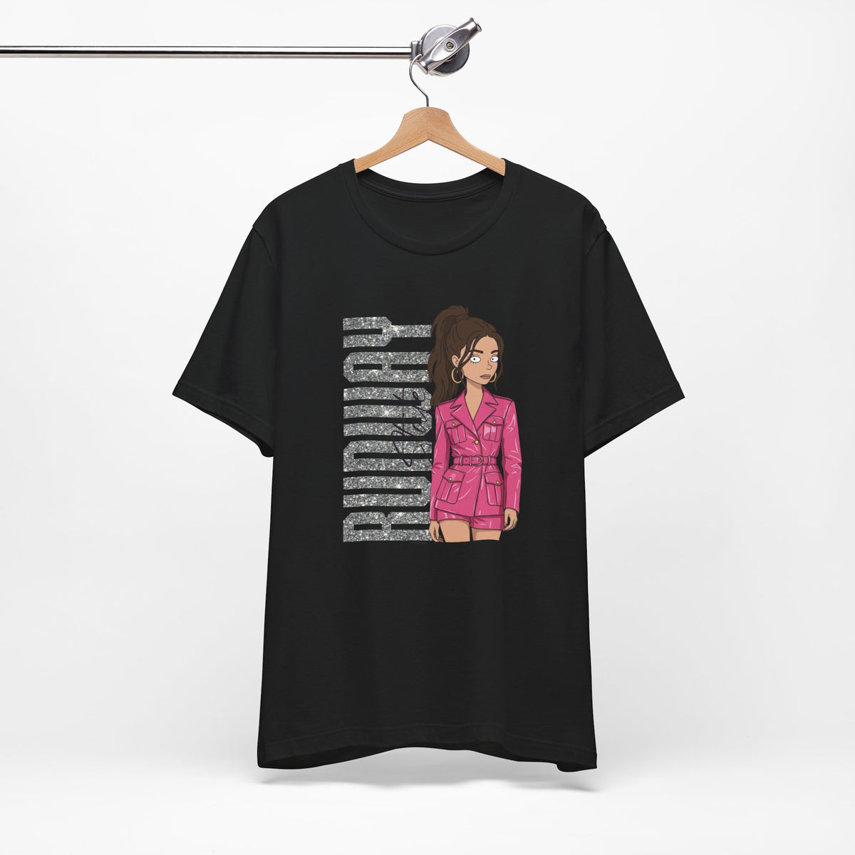 Runway State Graphic Tee | Pink Fashion Illustration Shirt