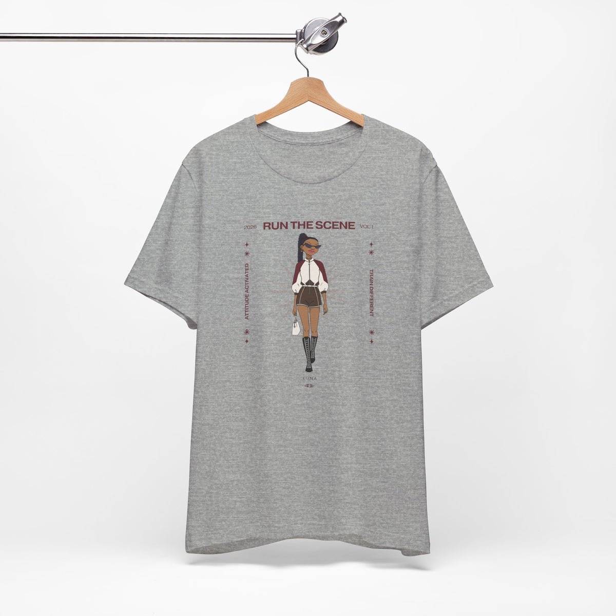 Run the Scene Tee — Editorial Femme Confidence Graphic Tee