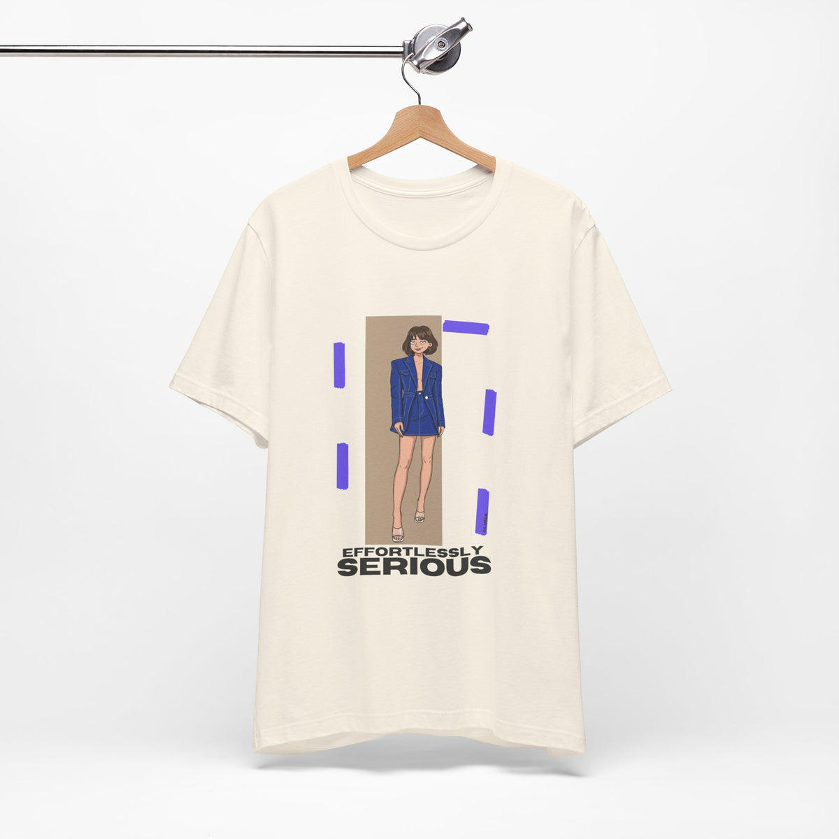 Effortlessly Serious – Blue Fashion Girl Graphic Tee