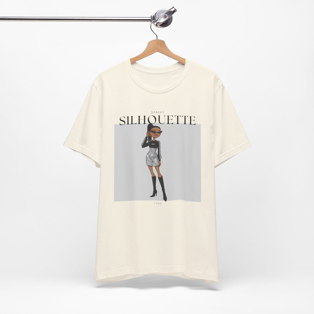 Street Silhouette Editorial Fashion Tee – Chic Runway Style Graphic Shirt