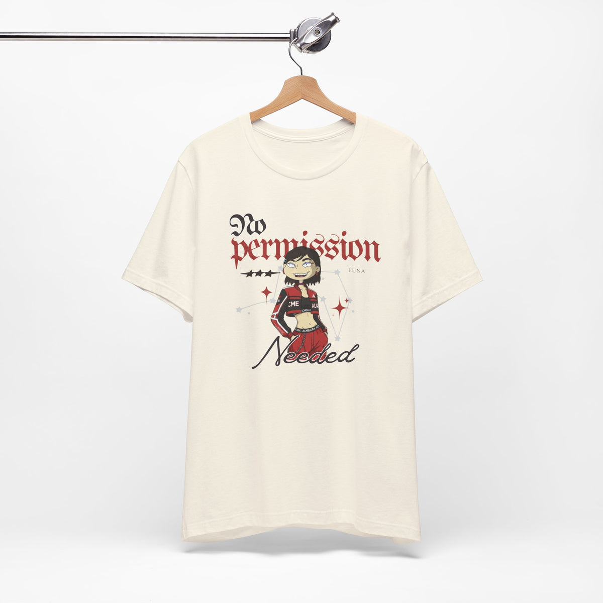 No Permission Needed Streetwear Graphic Tee – Bold Red Fashion Aesthetic Shirt